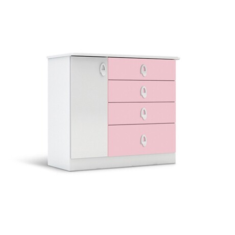 CAJONERA INFANTIL 4 CAJONES 1 PUERTA - BLANCO/ROSA CAJONERA INFANTIL 4 CAJONES 1 PUERTA - BLANCO/ROSA