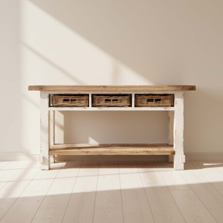 CONSOLA - MESA DE ARRIMO - LIVING PINO NATURAL-BEIGE AM10 NAT/BCO