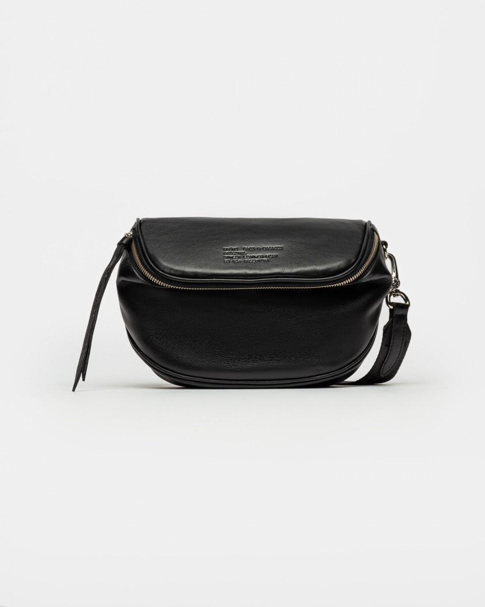 Bandolera Soft en Cuero Graneado - Negro 