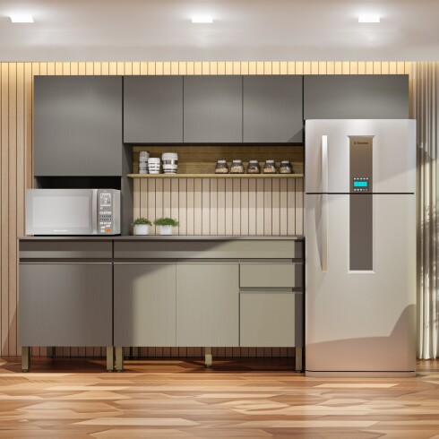 JUEGO COCINA MODULAR MOBILIARIO MDP LINE GAMAS DE GRIS GAMAS DE GRIS