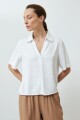 Blusa de lino cuello camisa blanco
