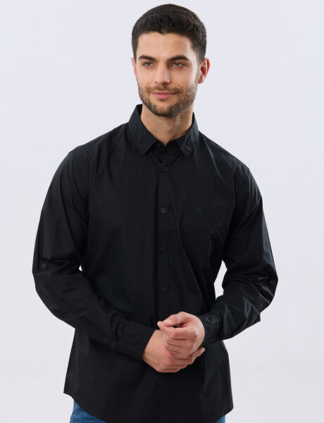 CAMISA LISA DE ALGODÓN Negro