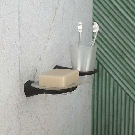 Jabonera Negro Mate Con Plato Epuyen Fv Base: 45X70 Vaso: 102X119 000