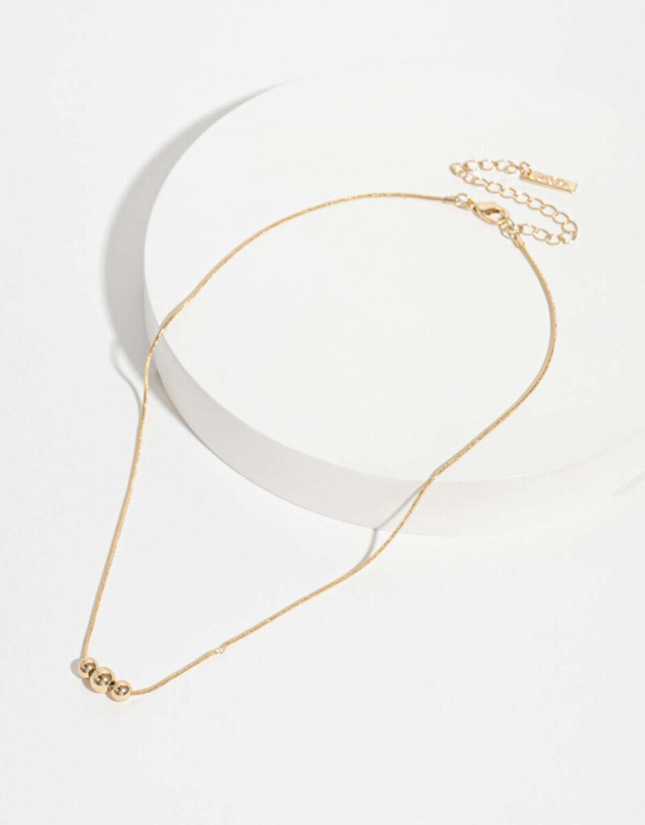 Cadena Con Dije Con Bolitas - Dorado 