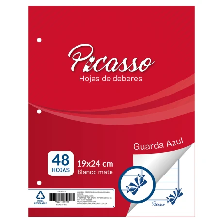 Hojas de deberes Picasso x48 Margen Azul Hojas de deberes Picasso x48 Margen Azul