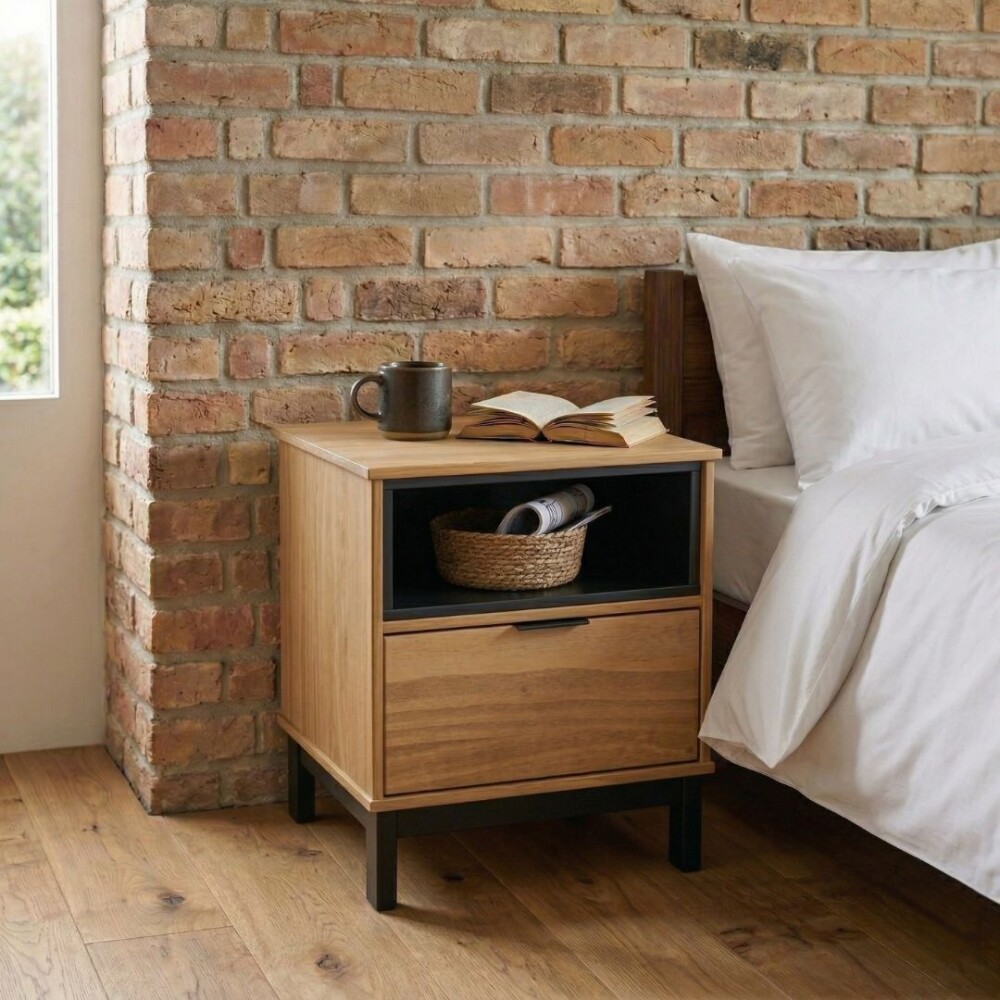 Mesa De Luz Madera 1 Cajon - Linea Denise Mesa De Luz Madera 1 Cajon - Linea Denise