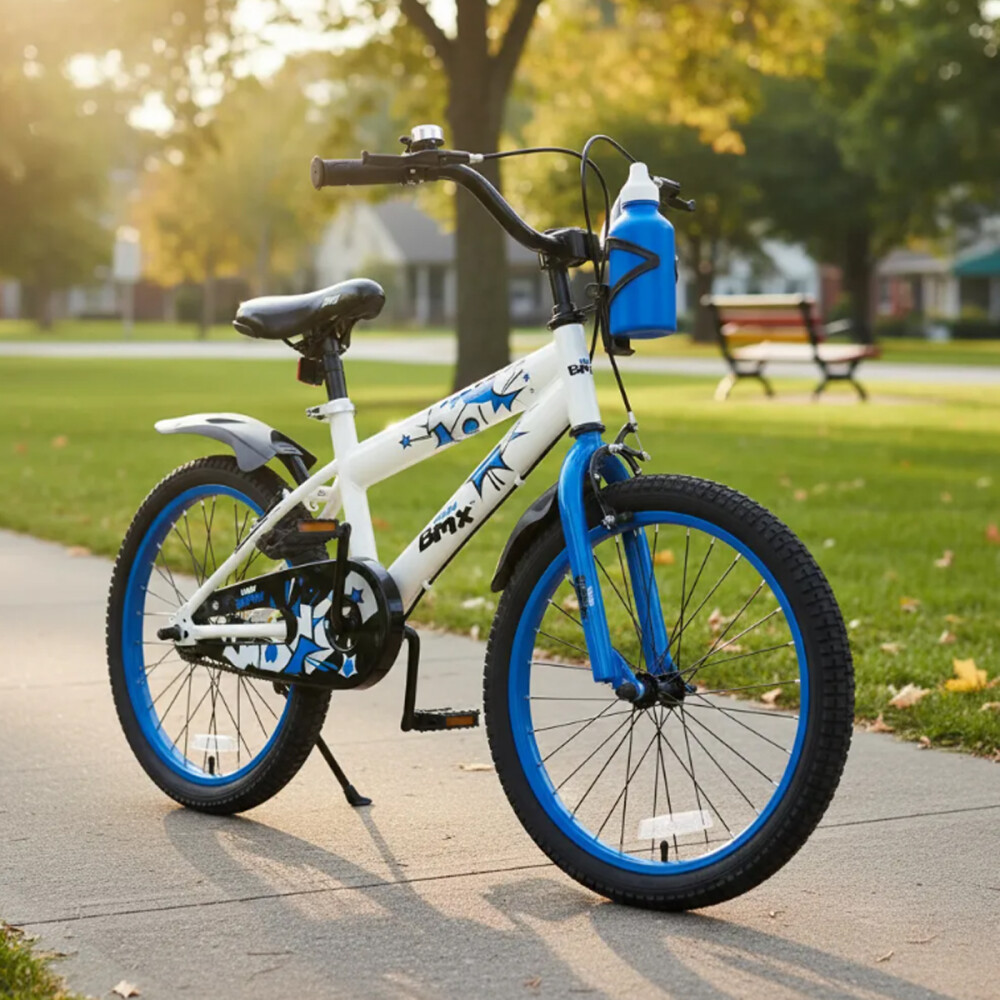 Bicicleta Infantil Rodado 20 Con Rueditas Auxiliares Y Portabotellas Blanco