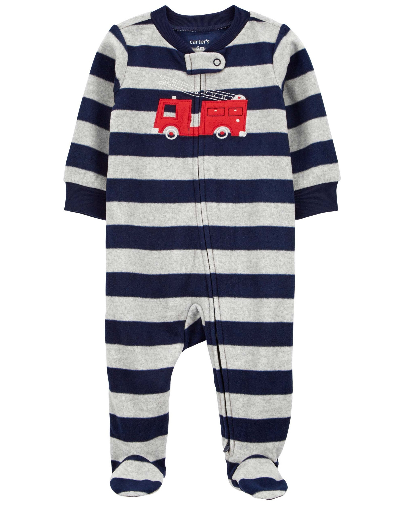 Pijama una pieza de micropolar, con pie, estampa bombero. Talles 0-9M Pijama una pieza de micropolar, con pie, estampa bombero. Talles 0-9M