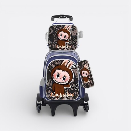 Mochila Escolar Con Carrito + Lonchera + Cartuchera Labubu
