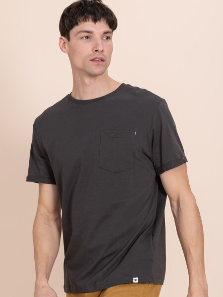 Remera manga corta con bolsillo Gris Oscuro