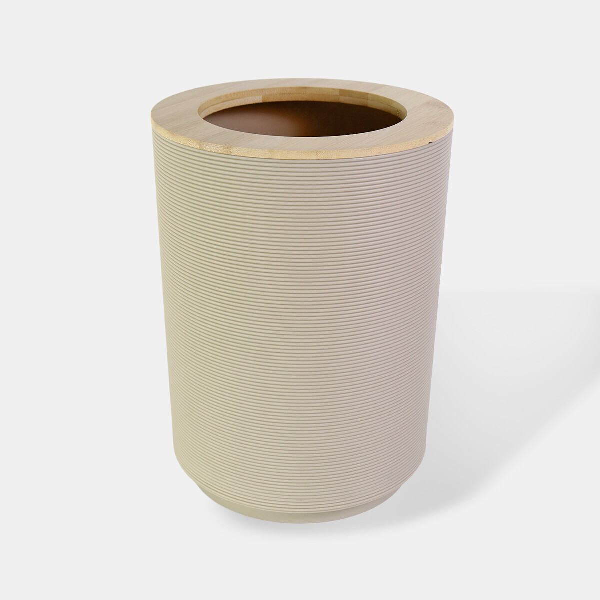 BASURERO PLAST BEIGE/BAMBU 20X26CM 
