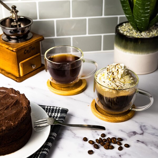 Taza De Vidrio Doble Pared Aislamiento C/ Asa Té Café 250ml Taza De Vidrio Doble Pared Aislamiento C/ Asa Té Café 250ml