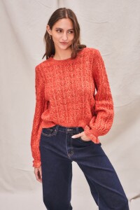 Sweater Lana Texturado Lurex Ladrillo