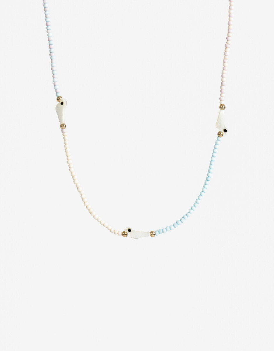 Collar Corto Para Niñas Pajaritos Nácar 