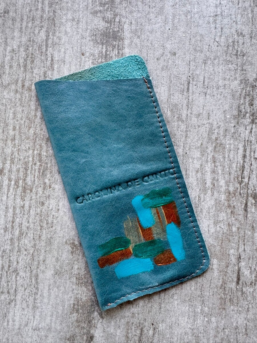 Portalentes Aruba De Cuero Verde Pintado A Mano. 