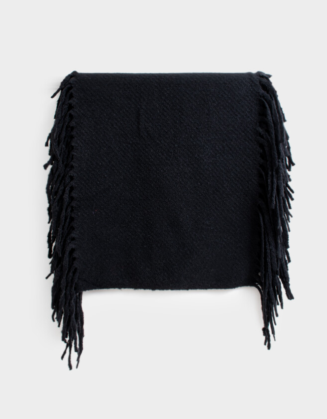 Bufandas Boho Bufanda Jacquard Con Flecos - Negro