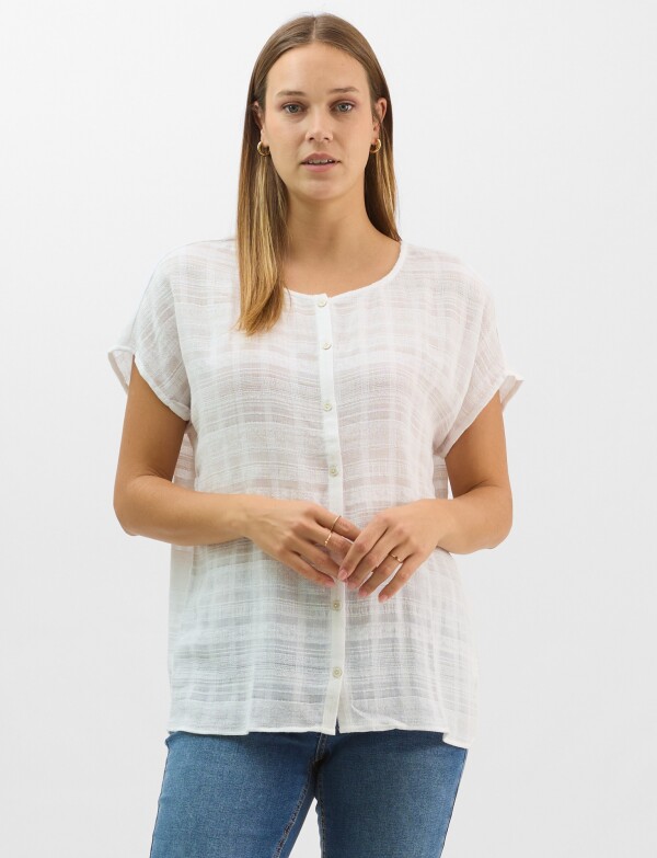 Blusa Fluida De Algodón Texturizado BLANCO