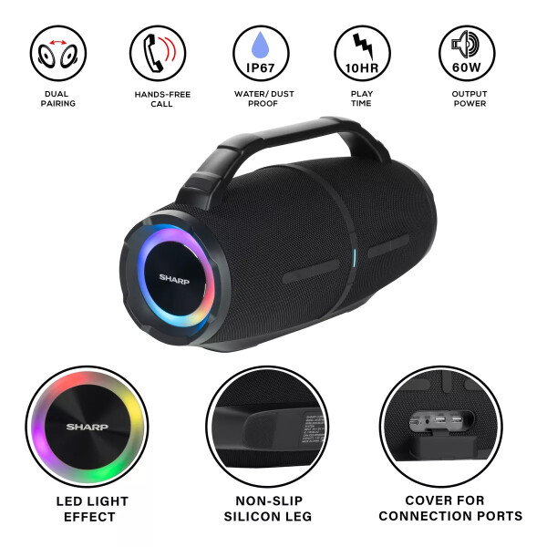 Parlante Portátil Sharp Bluetooth 490 60w PARLANTE SHARP BT490 BK