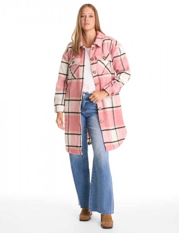 Sobrecamisa Larga Cuadros MULTI/ROSA