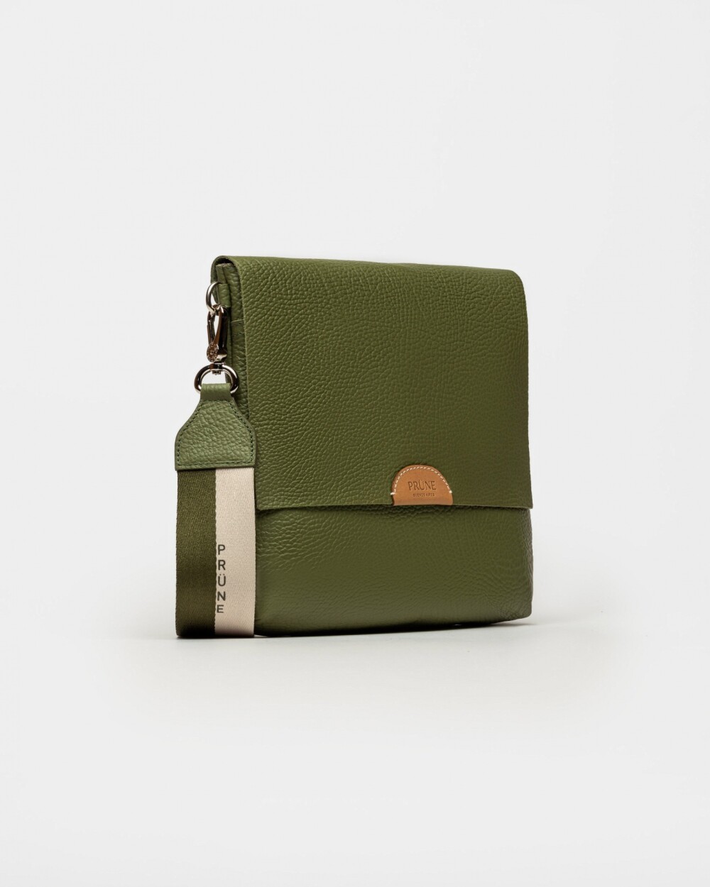 Bandolera Olivia en cuero graneado Verde