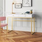 ESCRITORIO MDF/METAL 100x48x78CM DORADO/BLANCO ESCRITORIO MDF/METAL 100x48x78CM DORADO/BLANCO