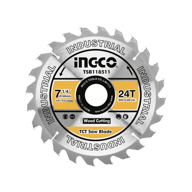 Sierra circular de mano Ingco 1/4" 1400W + Disco 24T Amarillo