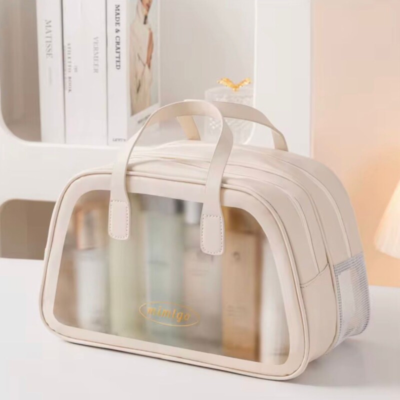 Neceser de Viaje Organizador Impermeable con Compartimentos _ Ideal Porta Cosméticos y/o Artículos de Baño Blanco