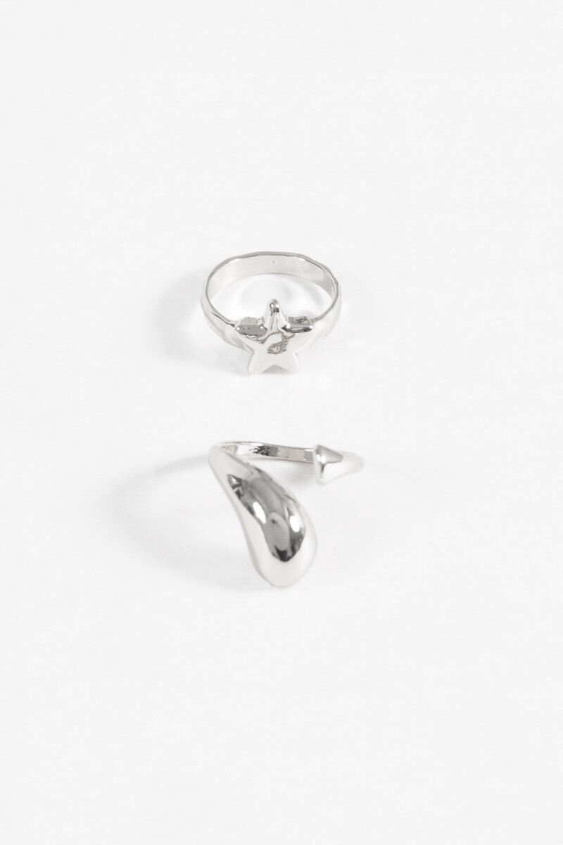 Set de anillos bold estrella plateado