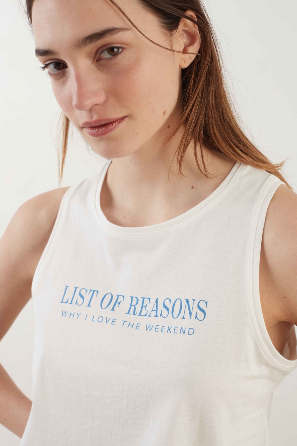 Musculosa Frey Blanco/Celeste