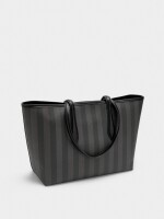 Bolso Shopper A Rayas Con Bolsa Extraíble negro