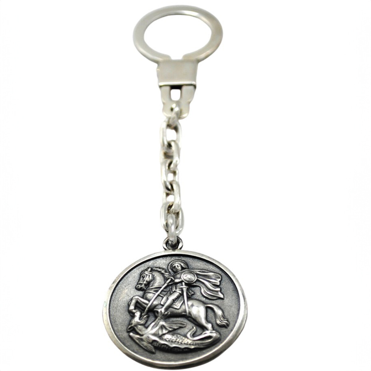 Llavero Plata 925 Con Imagen San Jorge 