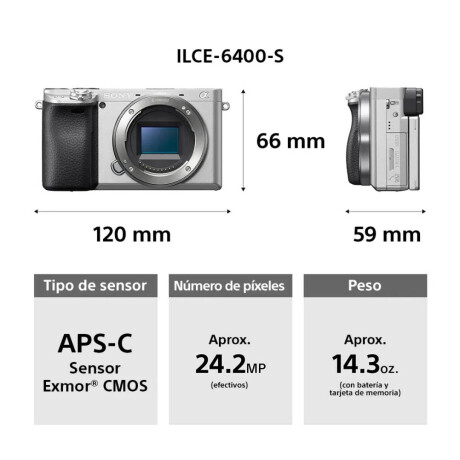 Cámara de Fotos Sony Mirrorless APSC ILCE-6400K Gris