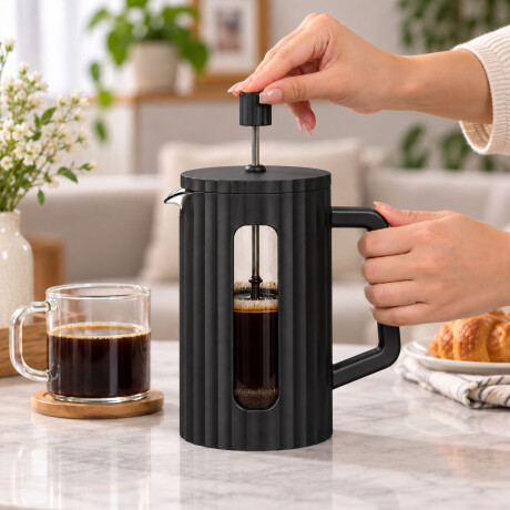 Cafetera Prensa Francesa 1000ml Vidrio Borosilicato Negro