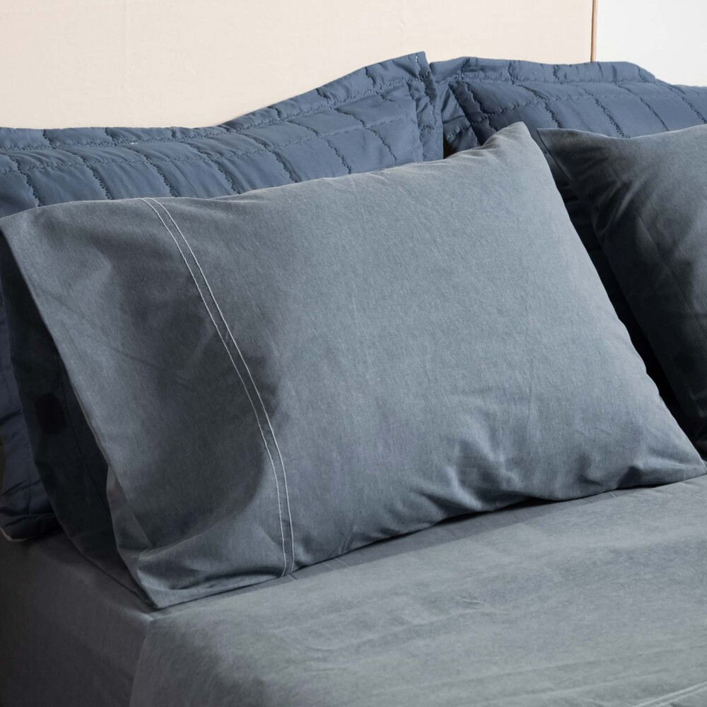 JUEGO SÁBANAS QUEEN ALGODON-Y-POLIESTER CHAMBRAY