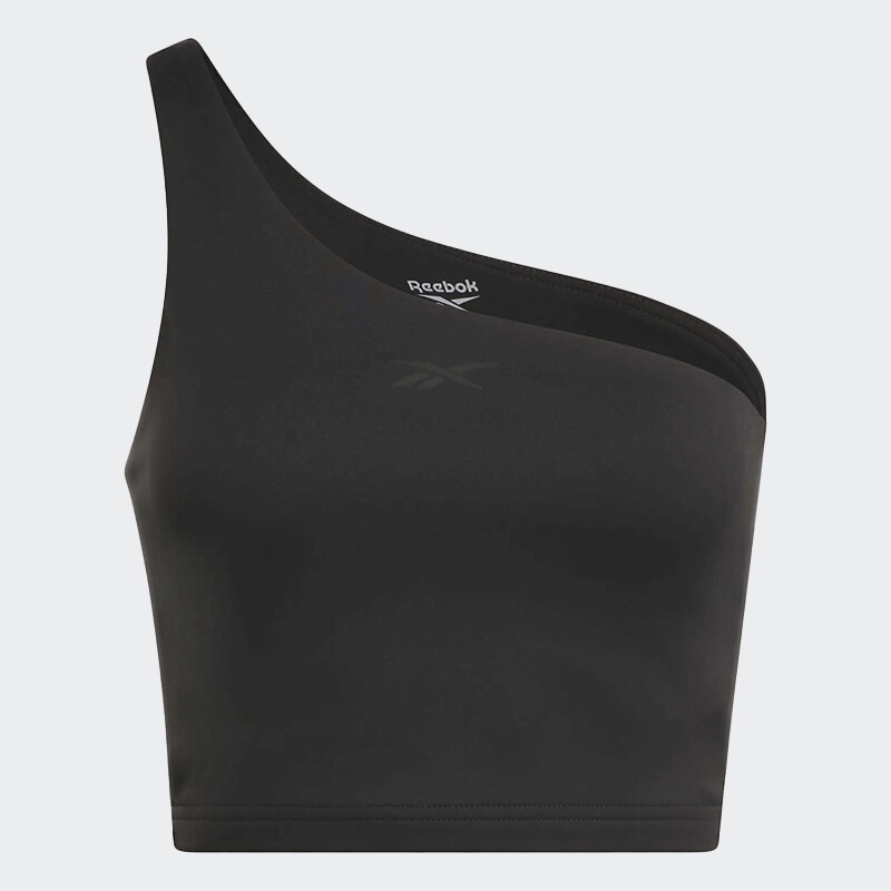 Top Reebok Lux One Shoulder Fitted Cropped Negro