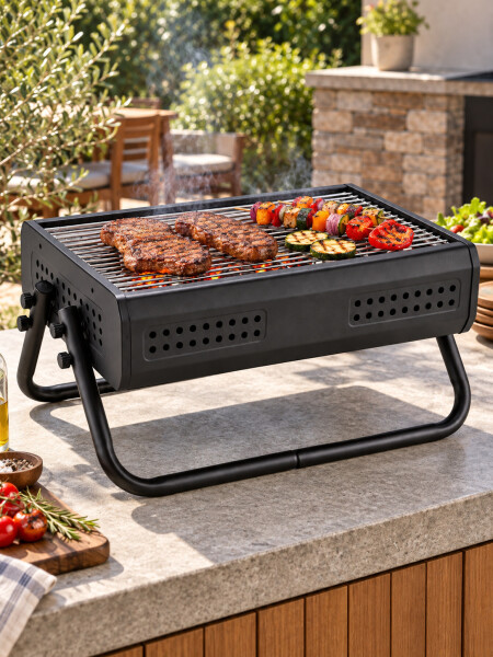 PARRILLA PORTATIL PLATEADO