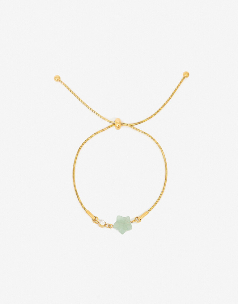 Pulseras Flexibles Piedra Pulsera De Acero Piedra Cuarzo - Dorado