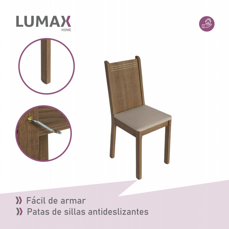 Juego de comedor Mesa de madera + 4 Sillas Beige