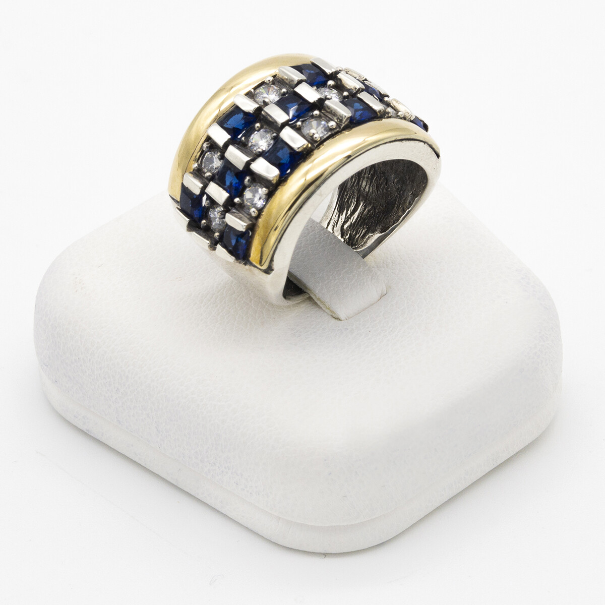 Anillo de plata 925, double en oro 18 ktes y circonias. 