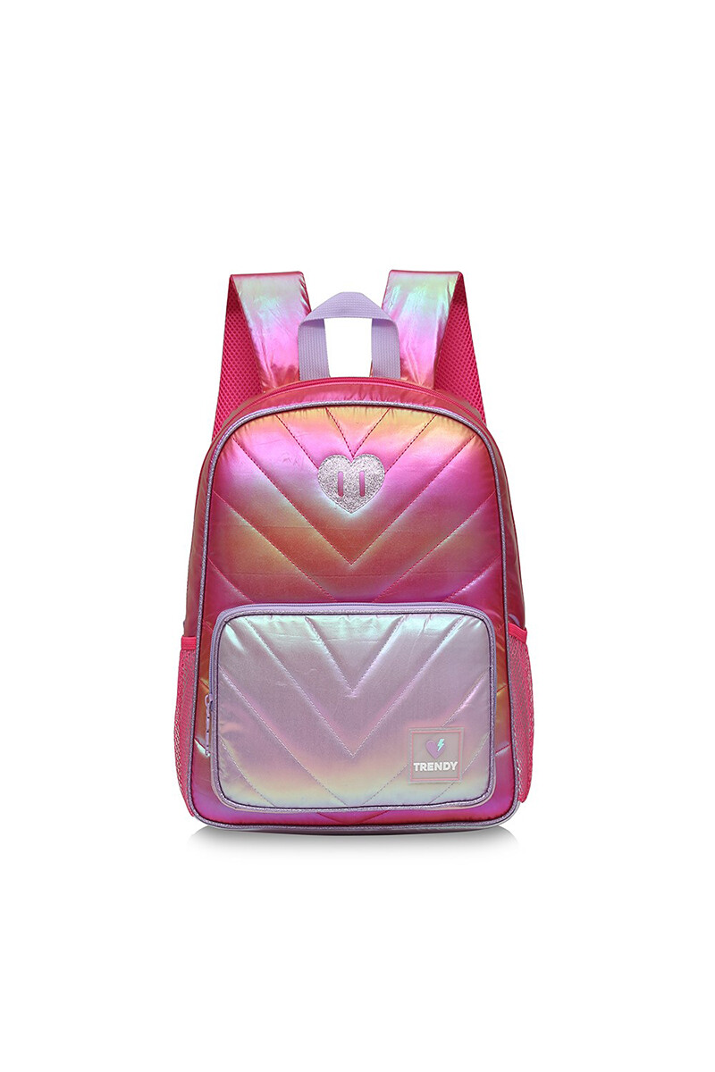 Mochila metalizada puffer Rosa