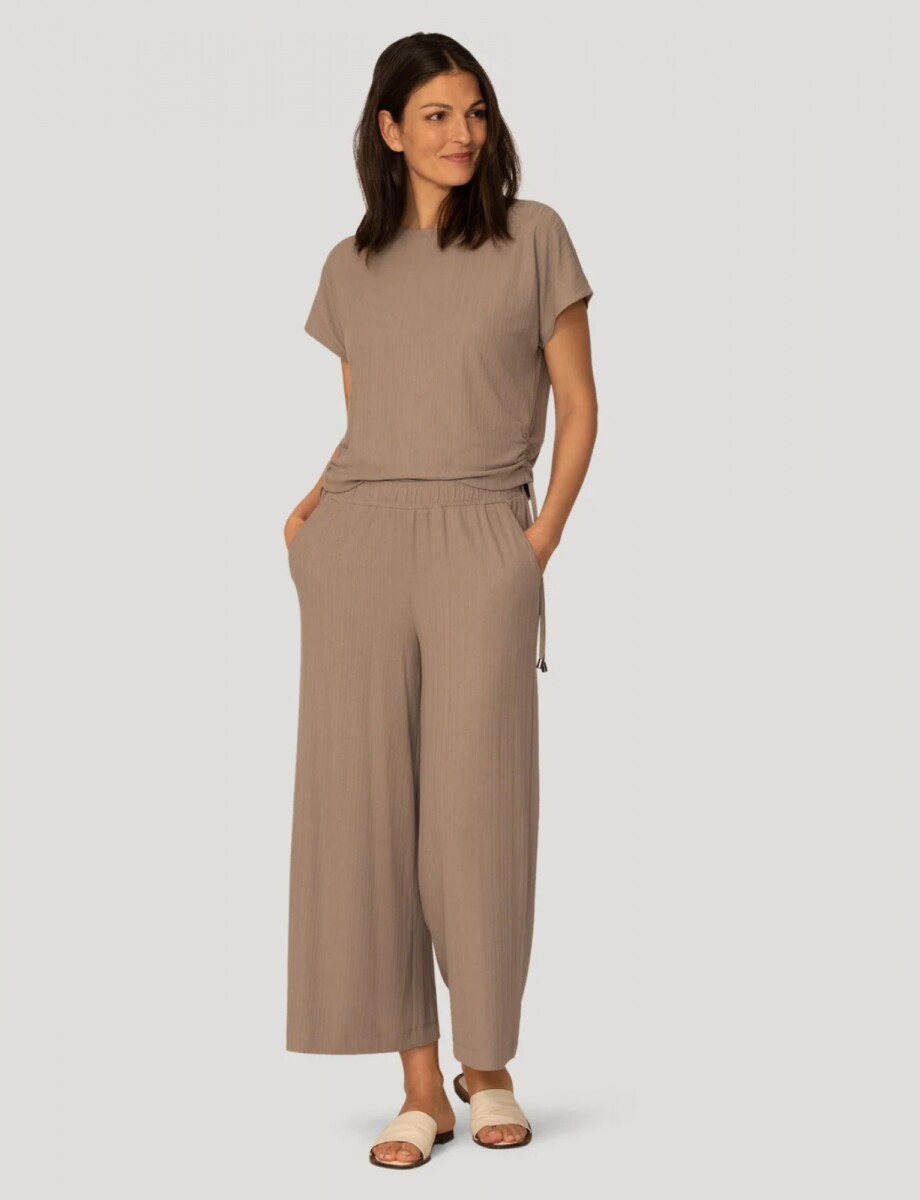 Conjunto Pantalon & Remera En Algodón Acanalado - Tostado 