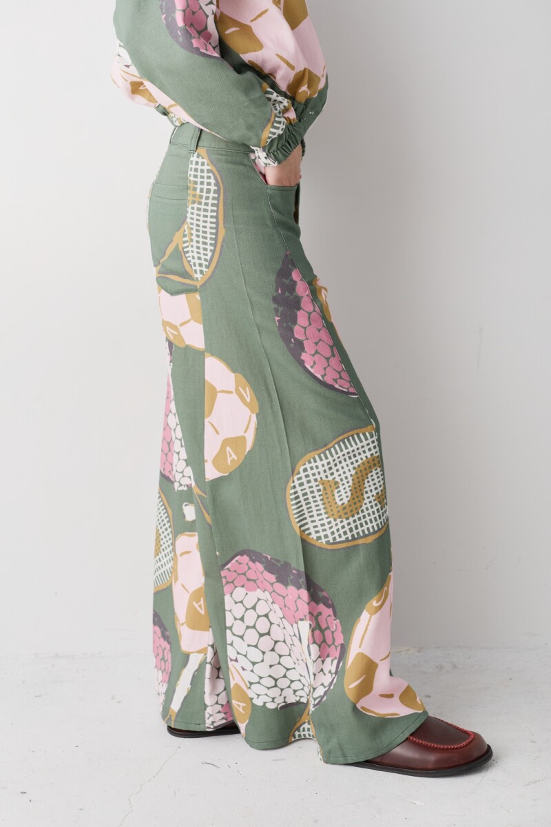 PANTALON WIDE XL PRINT TEAM Macros Verde