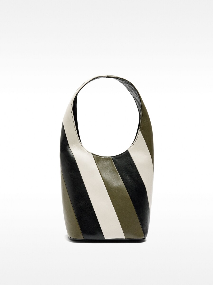 Bolso De Hombro De Rayas - caqui 