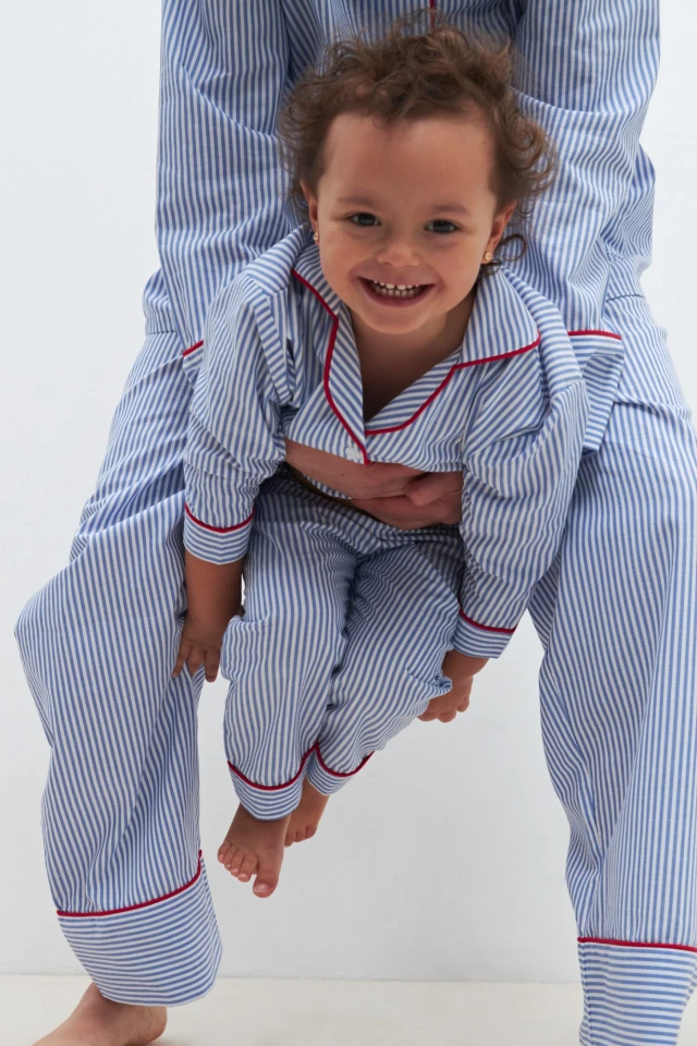 Pijama rayado kids celeste