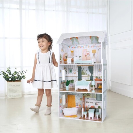 Casita de Muñecas Edu Fun Pearl Doll House con 8 Muebles 001