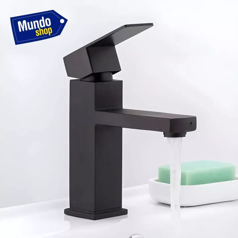 Canilla 18cm Monocomando Mezcladora Para Baño Metal Negro Negro
