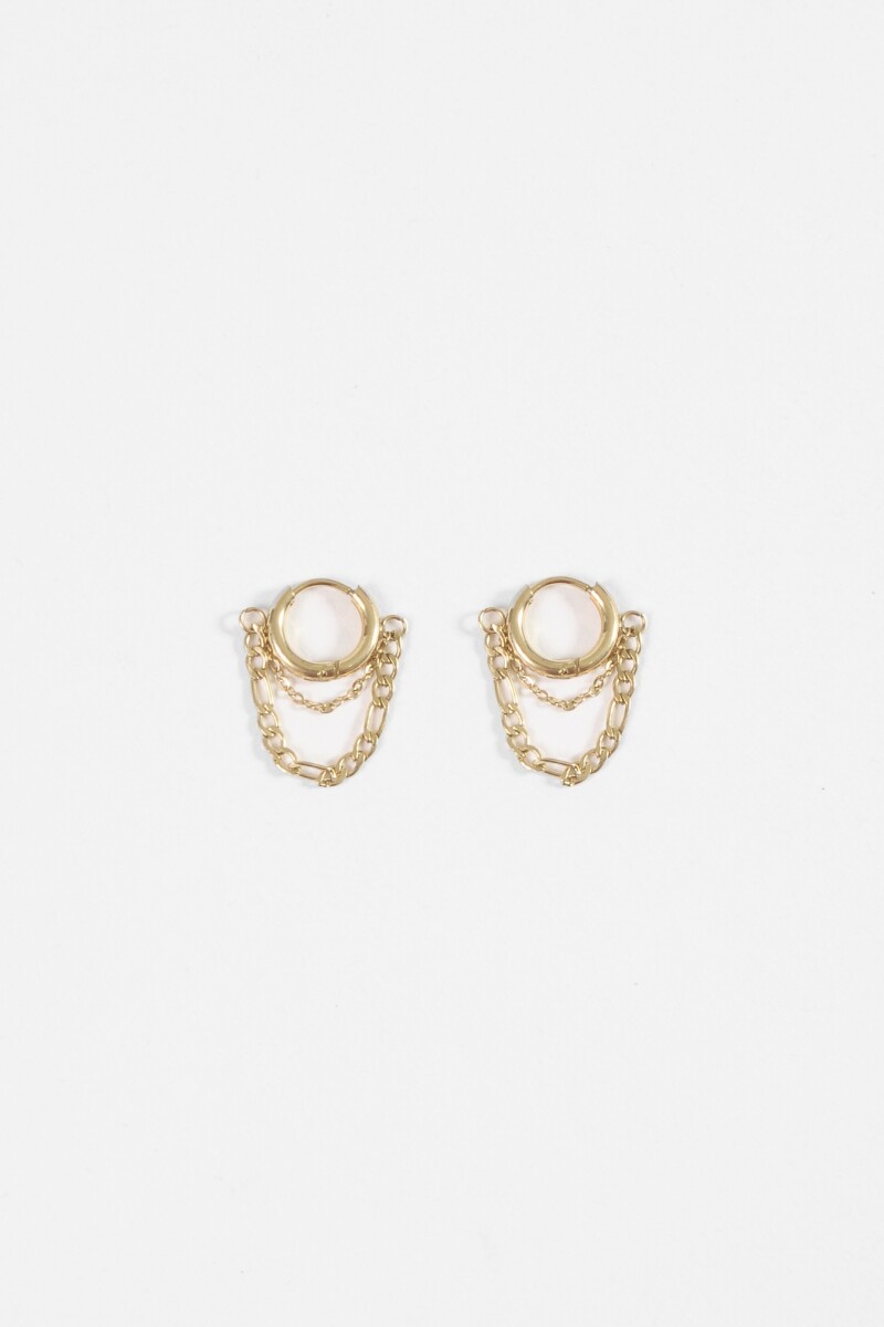 Aros acero con cadenas dorado