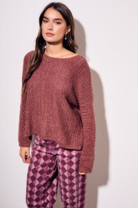 Sweater Texturado Lurex Bordeaux
