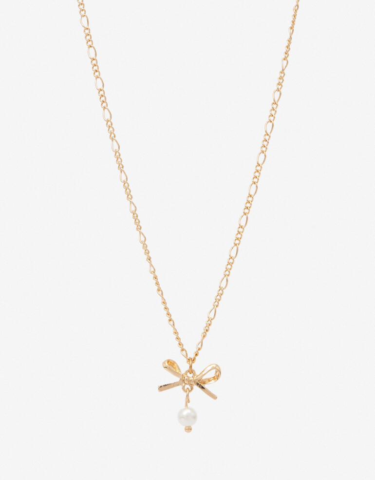 Cadena Corta con Dije Perla Cadena Con Dije De Moño - Dorado