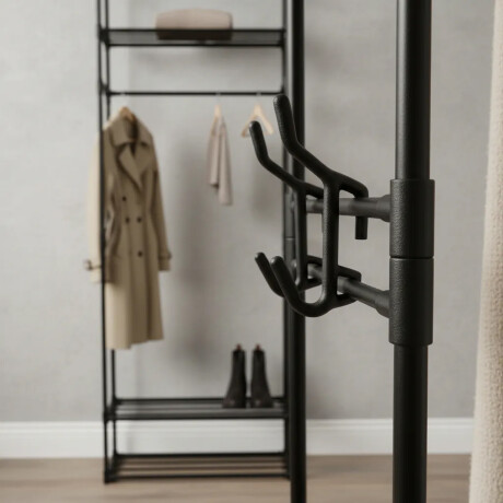 Perchero Zapatera Organizador de Pie Multifuncional 3Niveles Negro